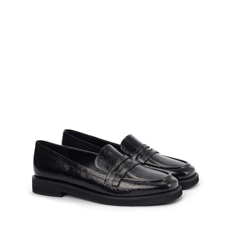 Black Leather Penny Loafers
