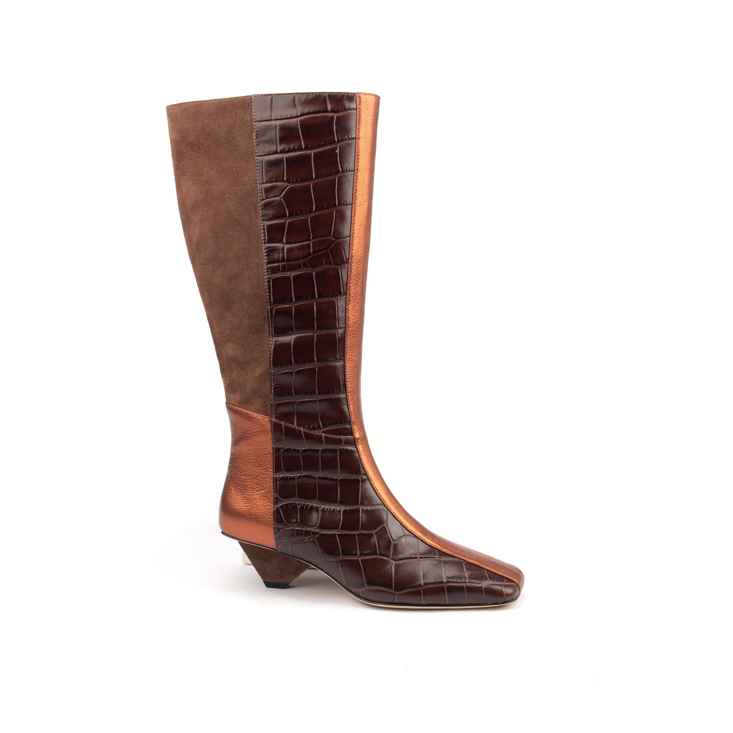 42nd St – Patch Suede & Croc Leather Boots