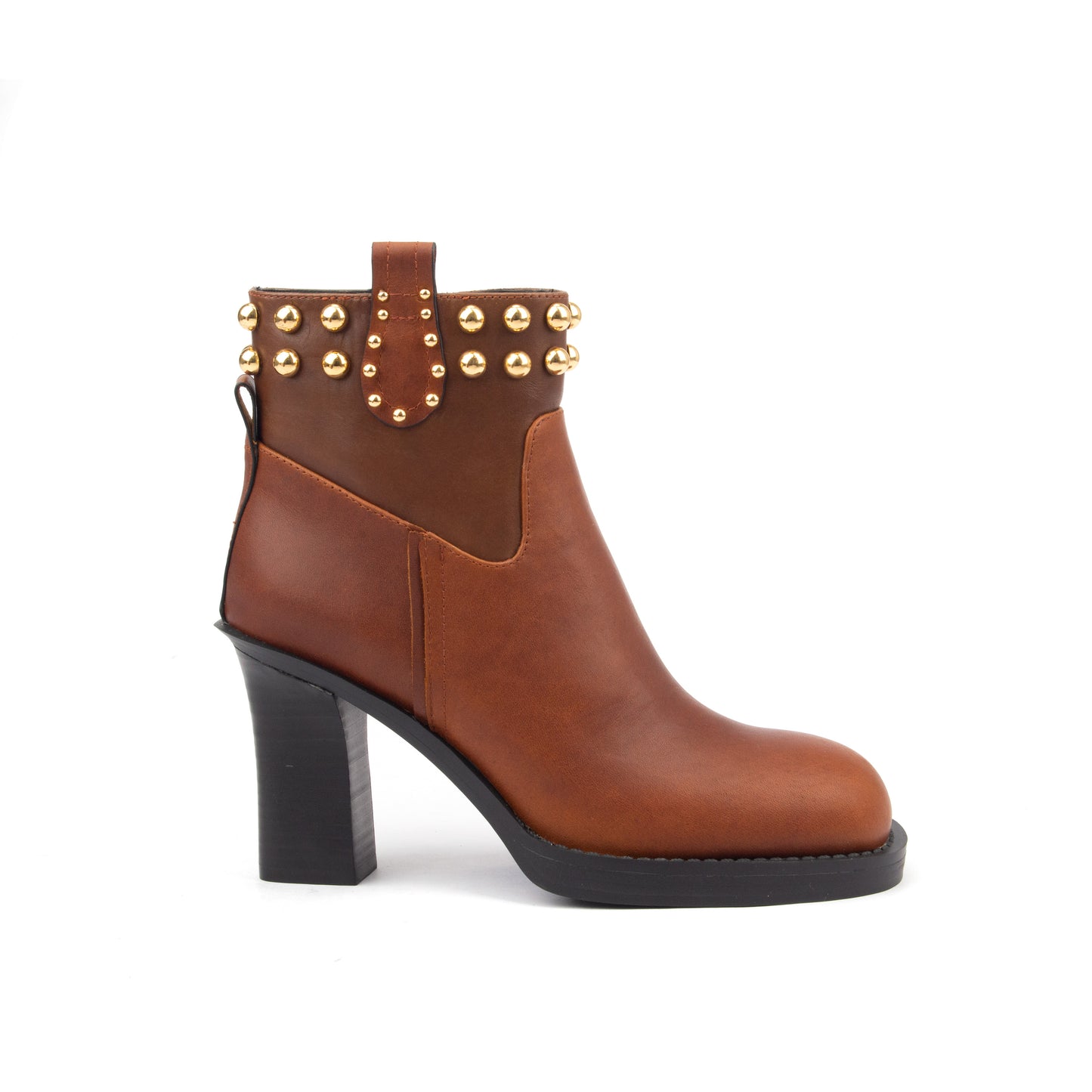 Stud Milan Low – Chic Ankle Boots with Gold Studs