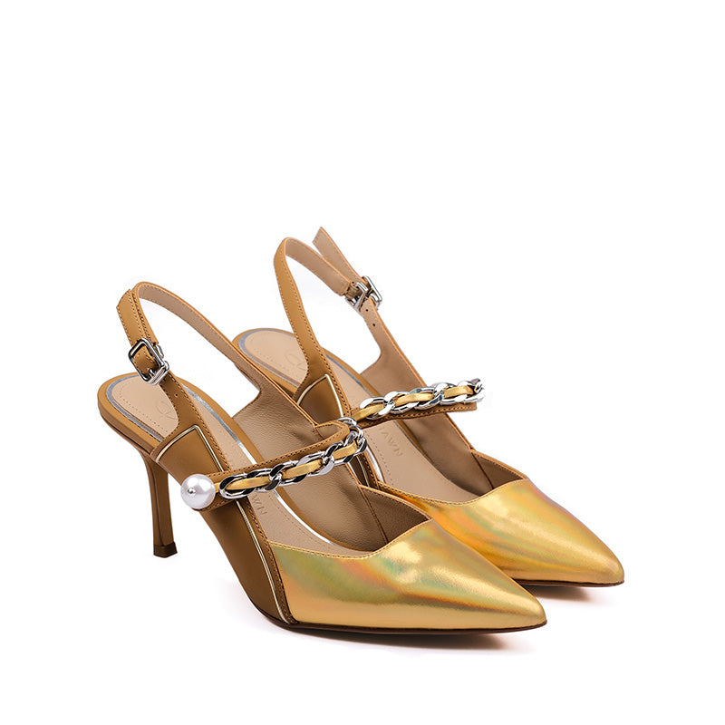 Gold Slingback Heels: Elegance in Every Step