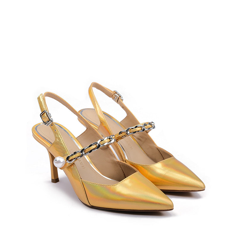 Gold Slingback Heels: Elegance in Every Step