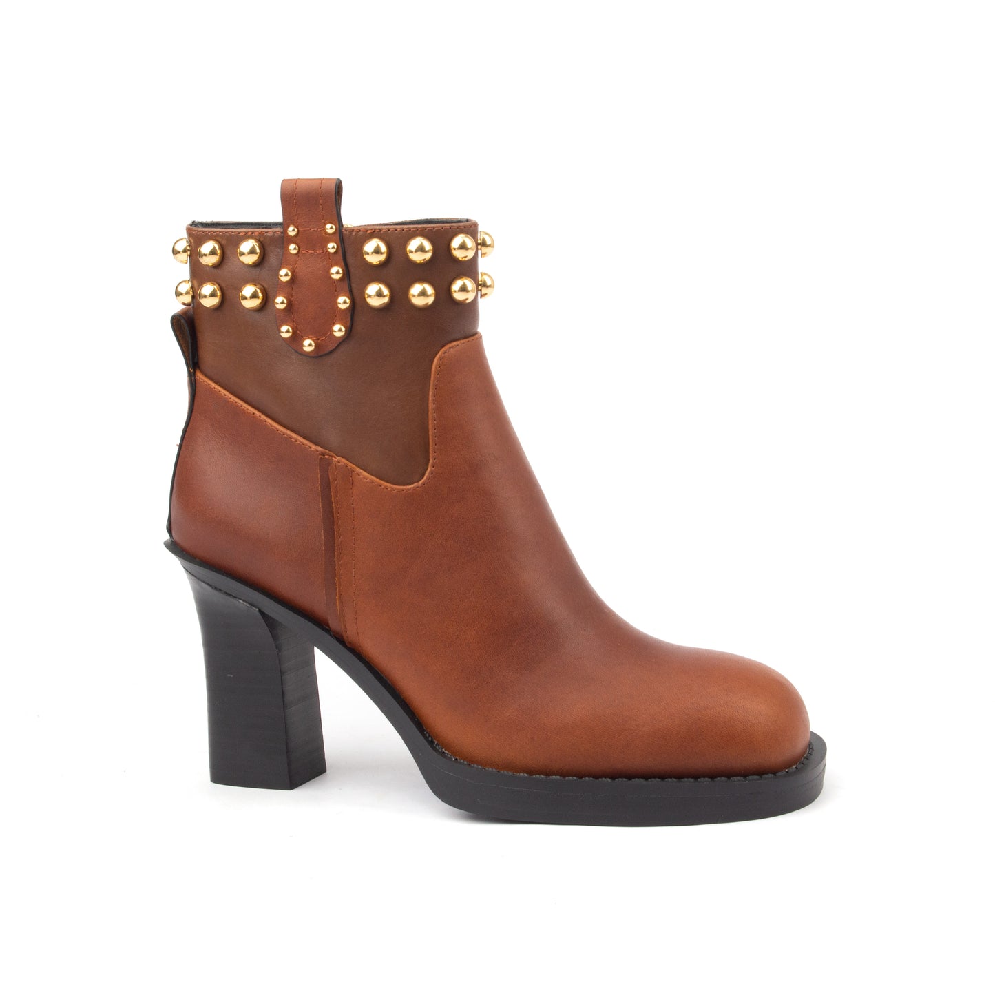 Stud Milan Low – Chic Ankle Boots with Gold Studs