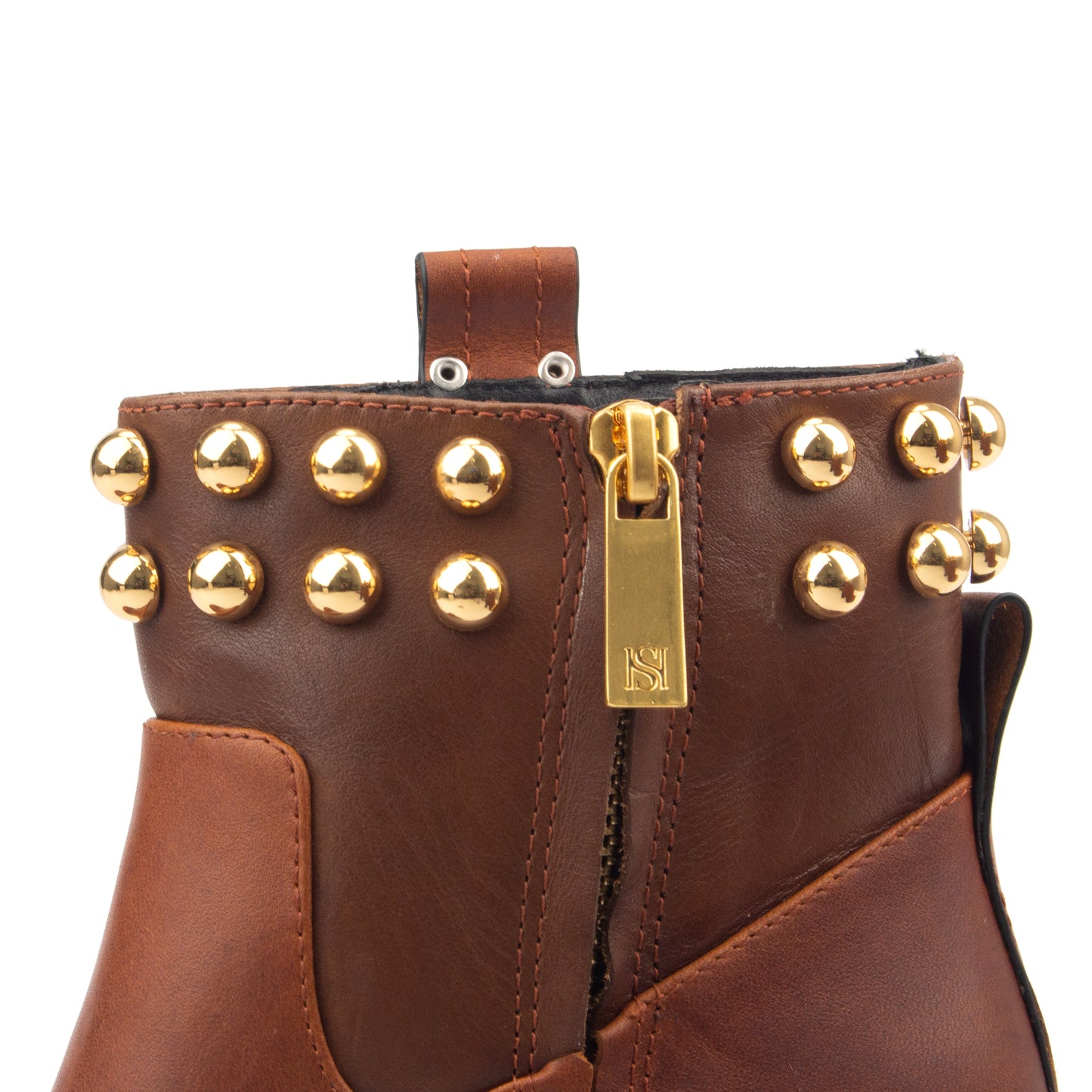 Stud Milan Low – Chic Ankle Boots with Gold Studs