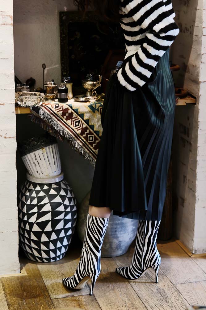 High Heel Mid-Calf Zebra Print Boots | Women's Fashion Footwear
