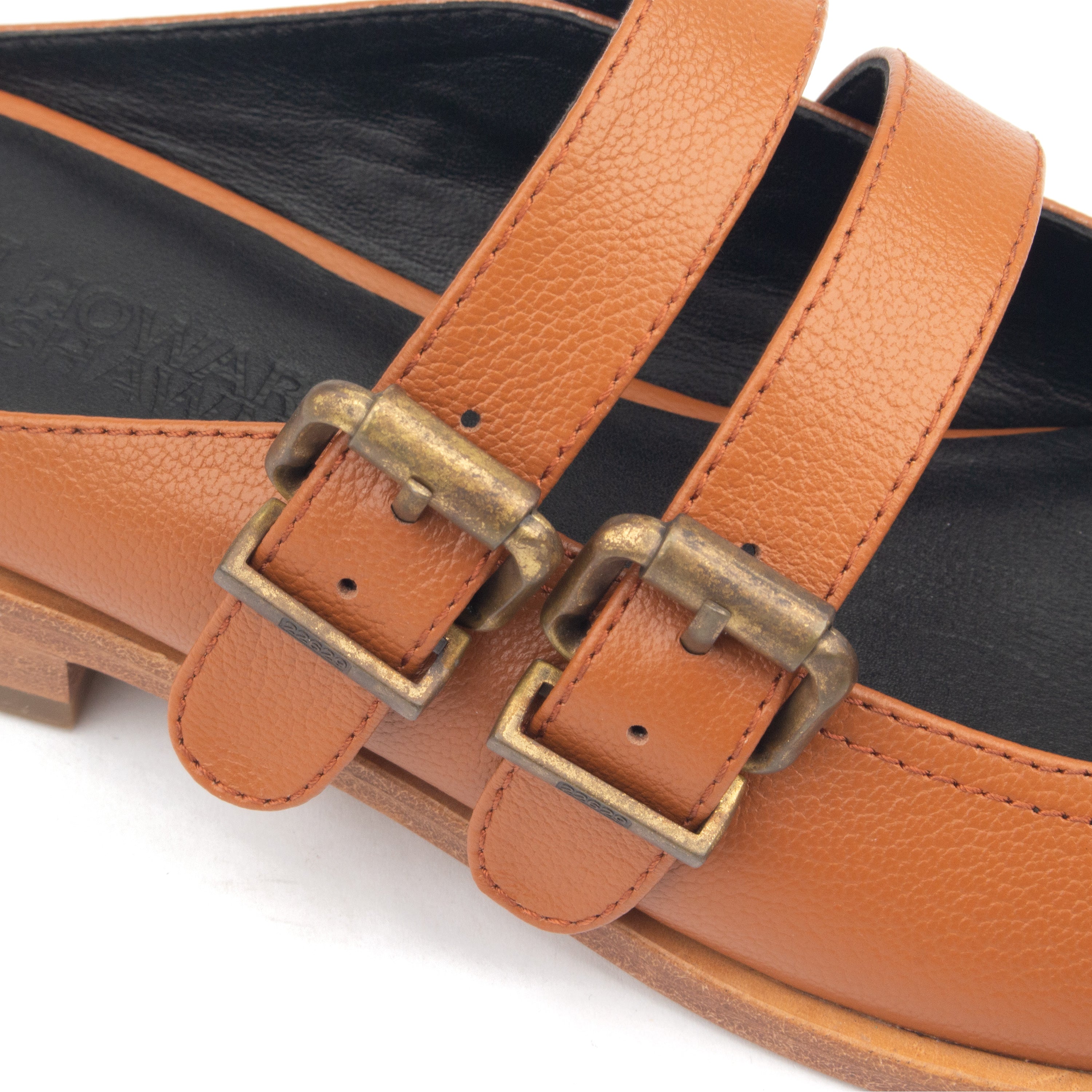 SPRING ST. – Light Brown Double-Strap Mules