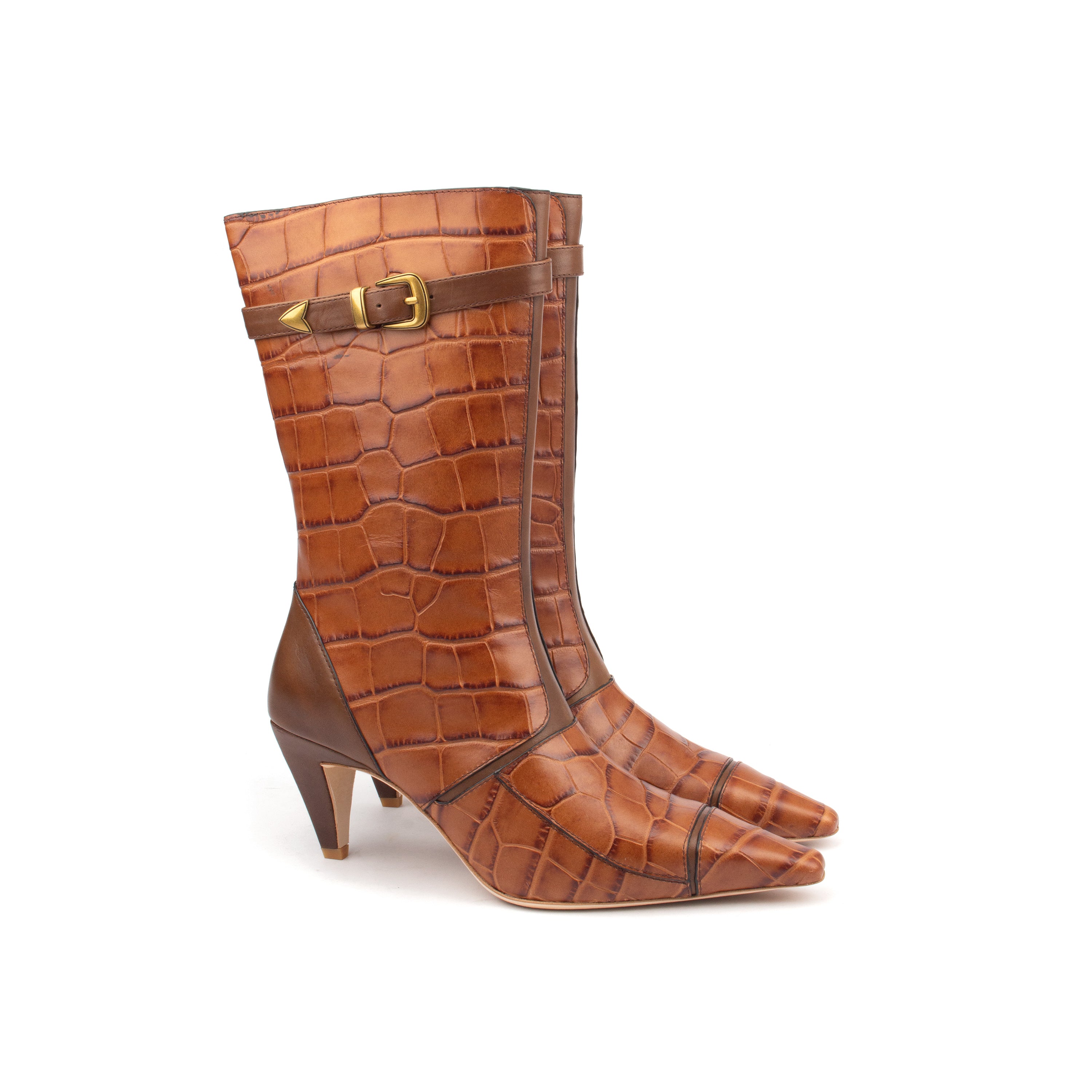 ARAB KNIGHTS – Bold &amp; Refined Croc-Print Knee Boots