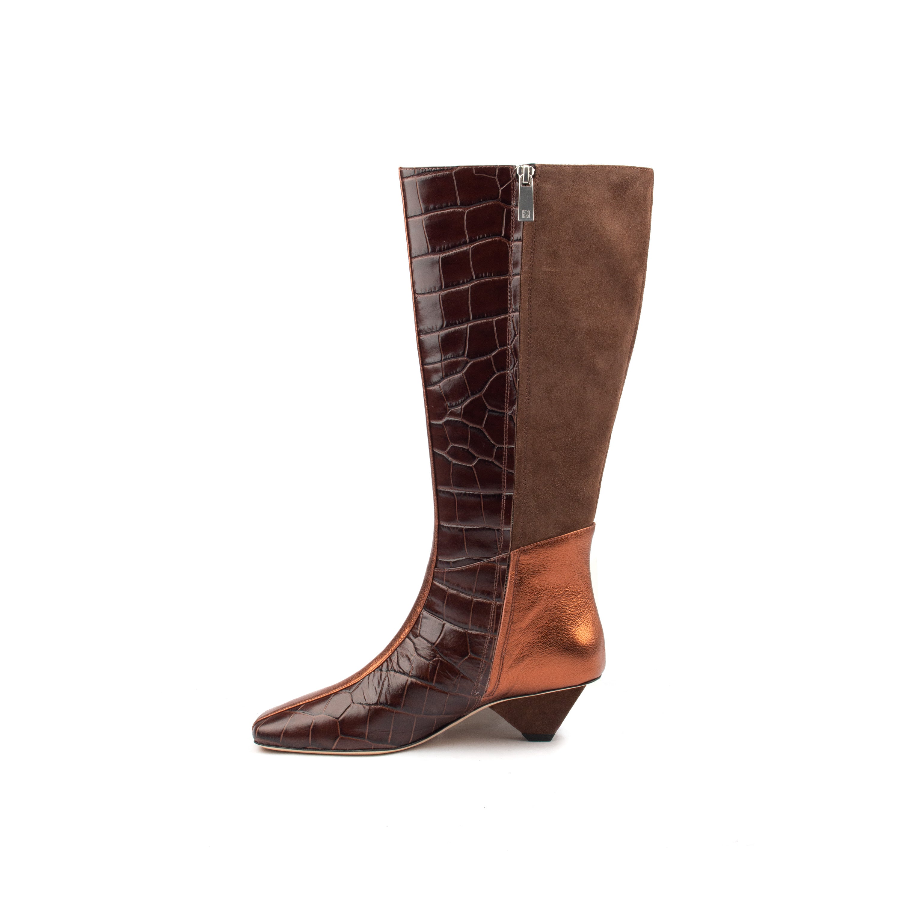 42nd St – Patch Suede &amp; Croc Leather Boots