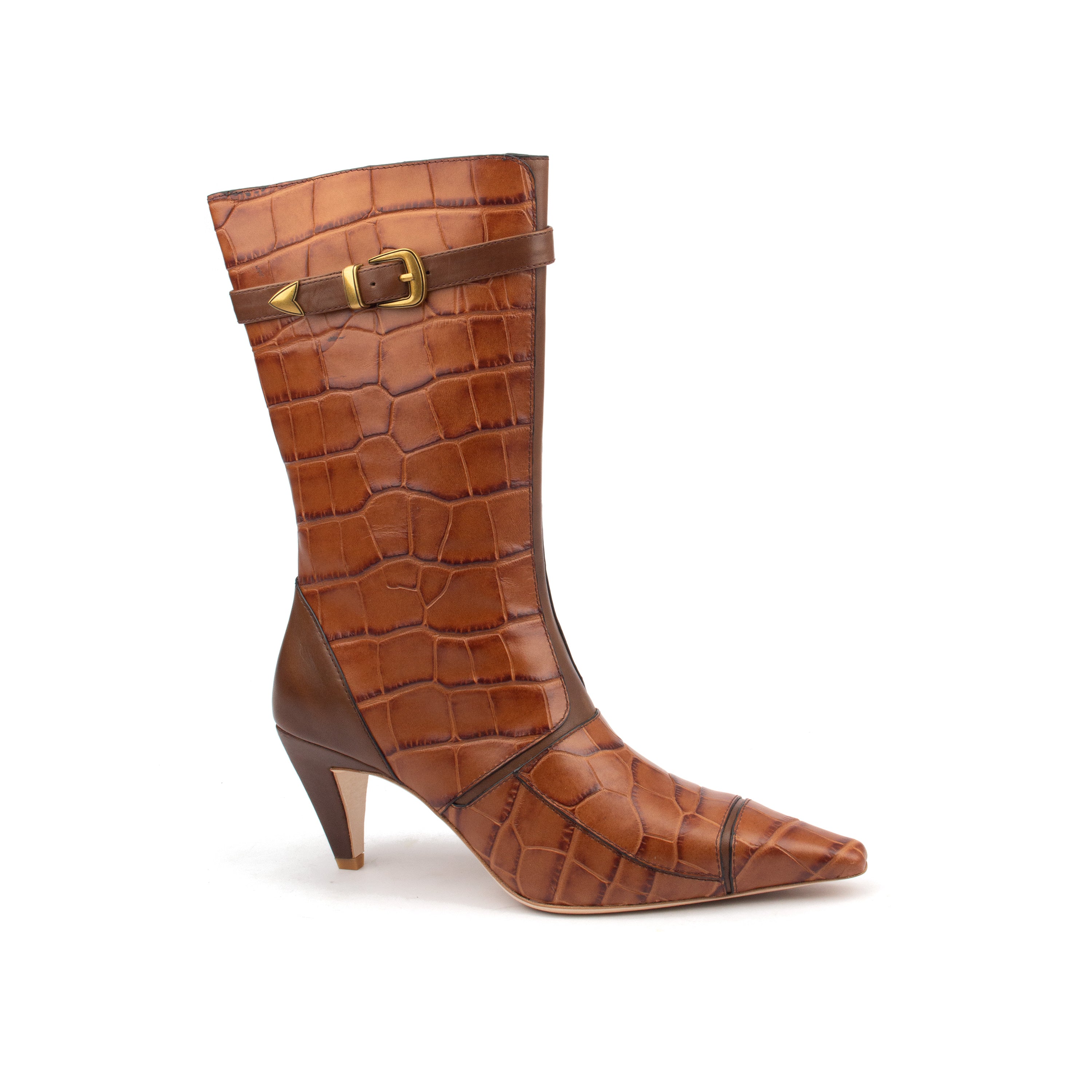 ARAB KNIGHTS – Bold &amp; Refined Croc-Print Knee Boots