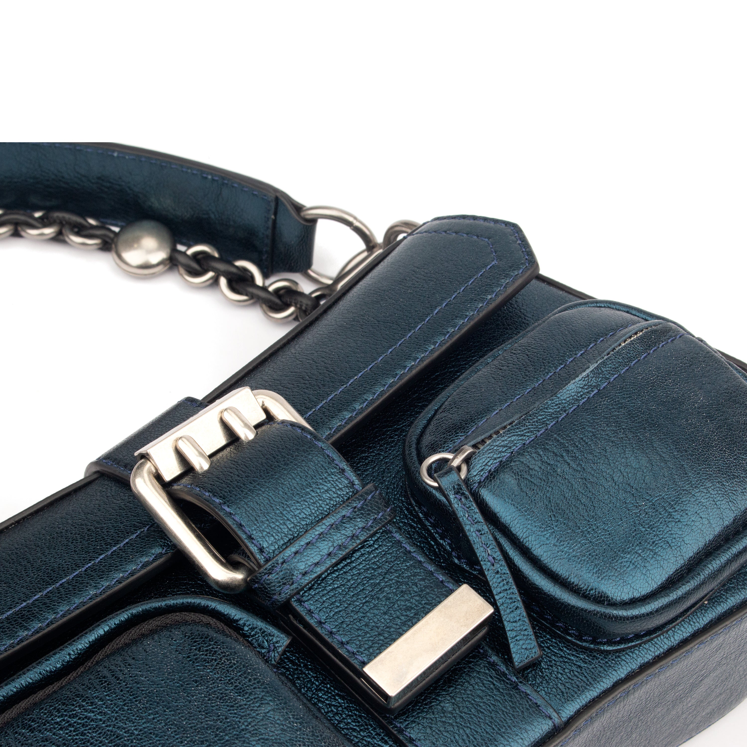 Metallic Nappa & Calf Snake Handbag – A Statement of Luxury