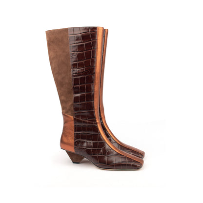 42nd St – Patch Suede &amp; Croc Leather Boots