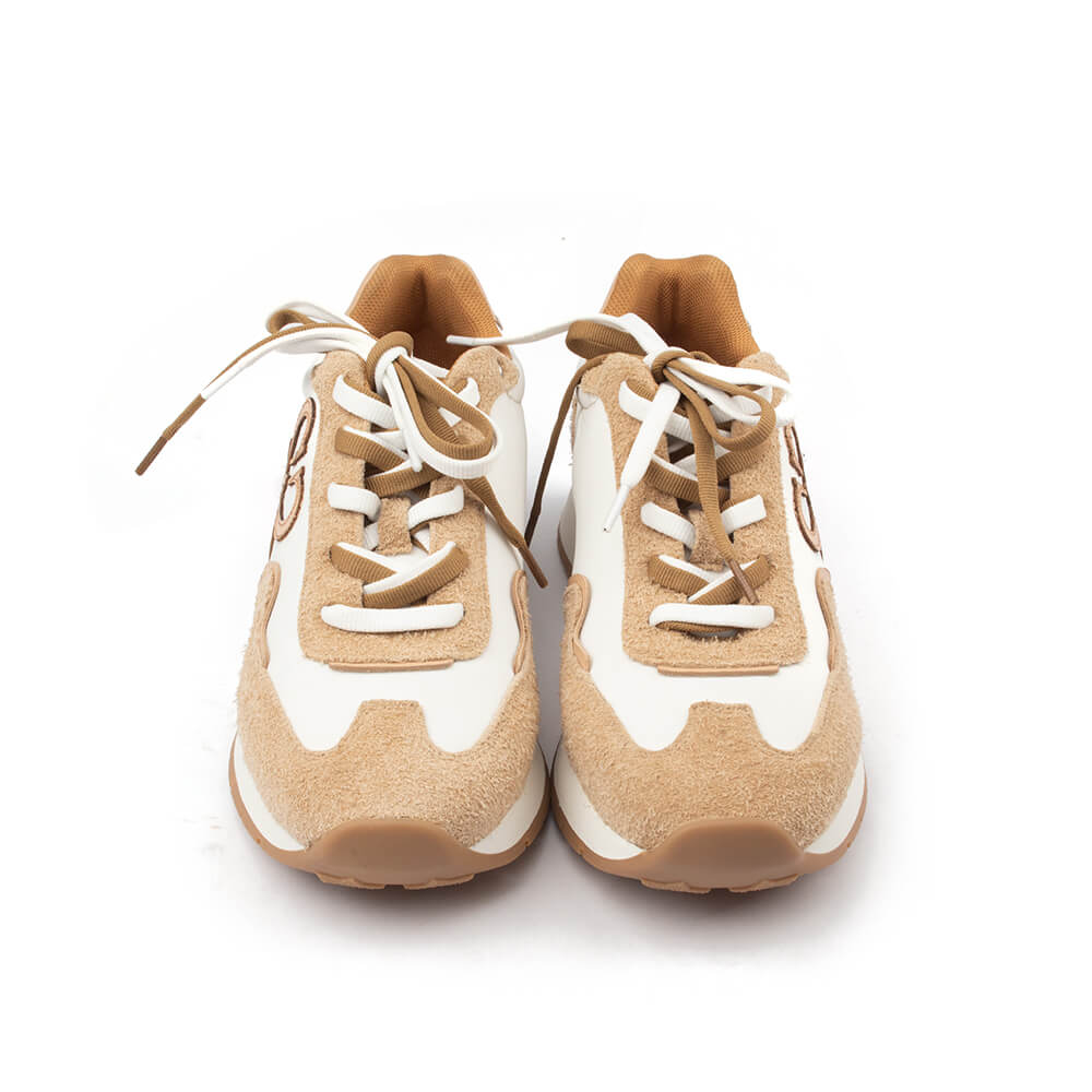 Howard Shawn HS logo runner sneakers sand ivory nude caramel tongue