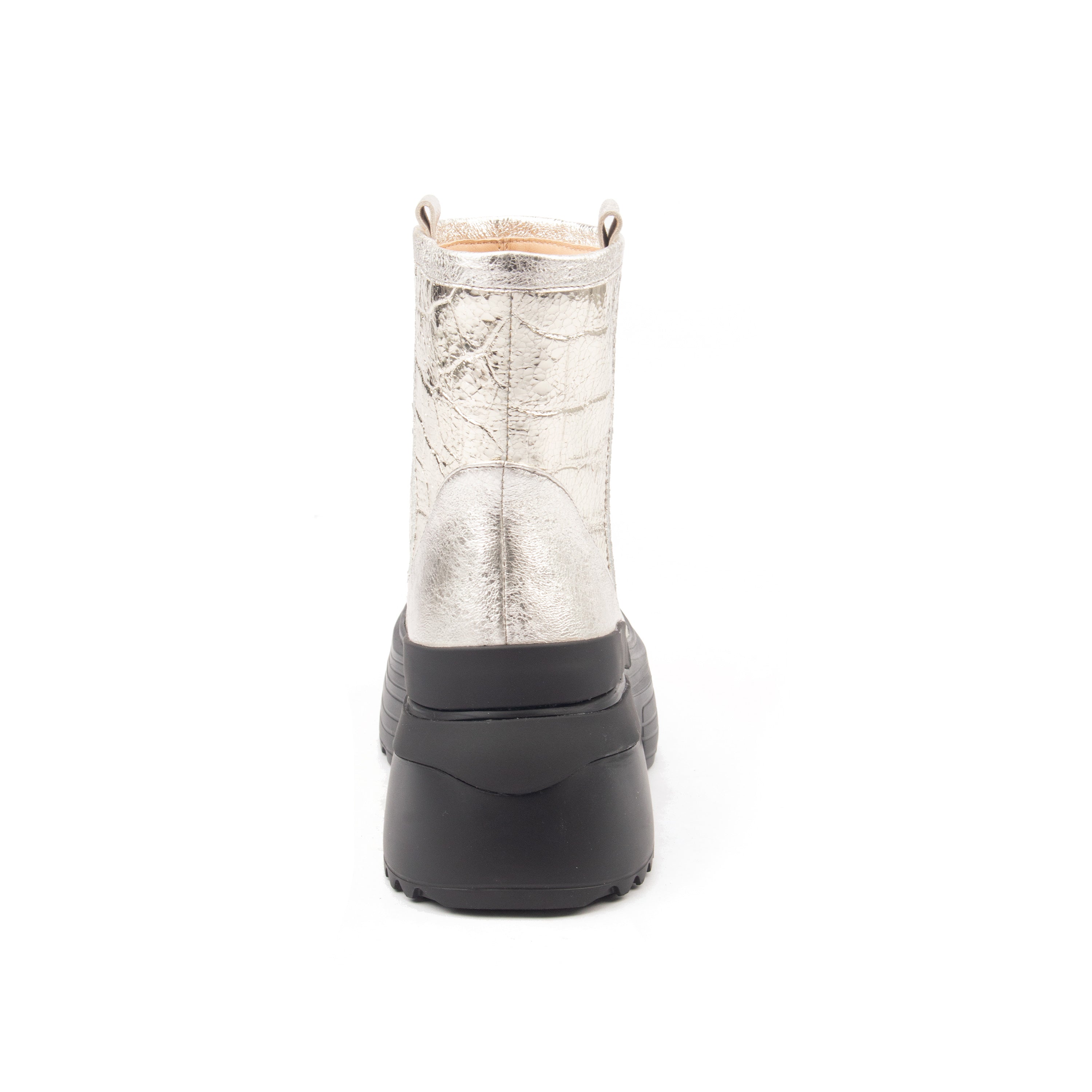 Luminous – Metallic Croc-Embossed Platform Boots