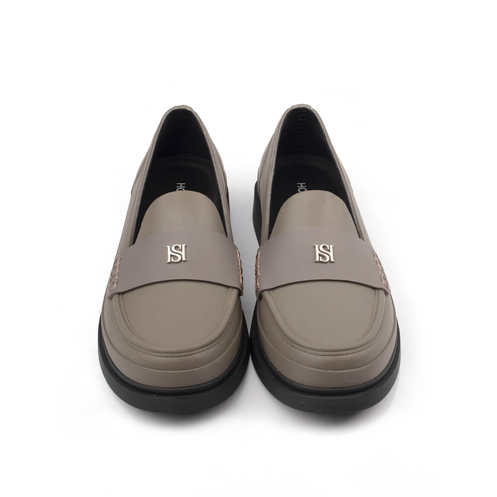 Howard Shawn stone grey chunky sole loafers square toe black platform