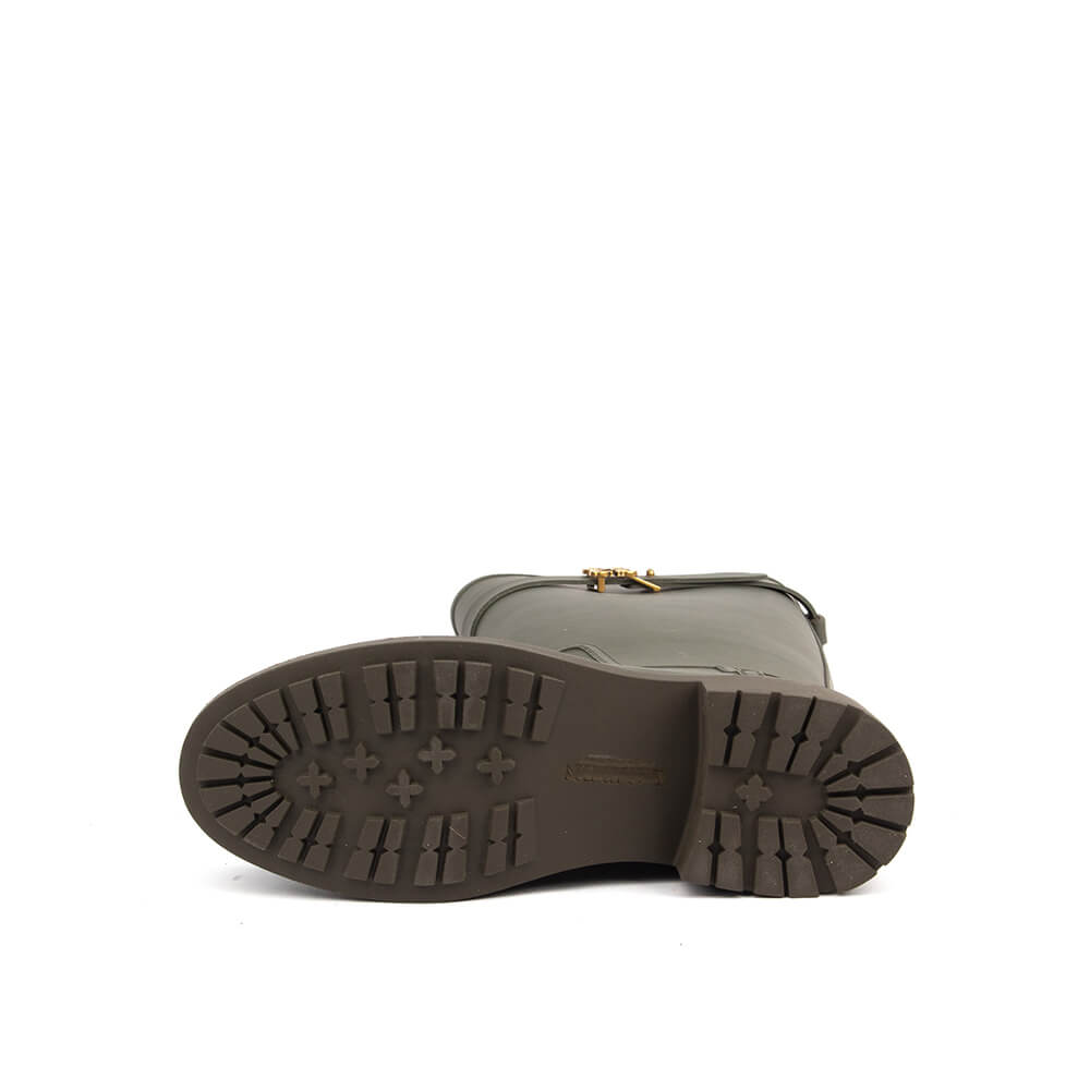 Military khaki rubber wellington boots Howard Shawn gold logo women