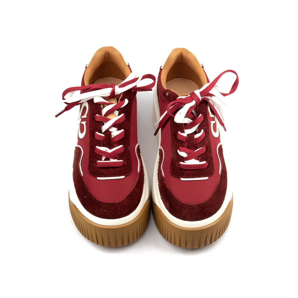 Howard Shawn HS logo platform sneakers bordeaux red white contrast