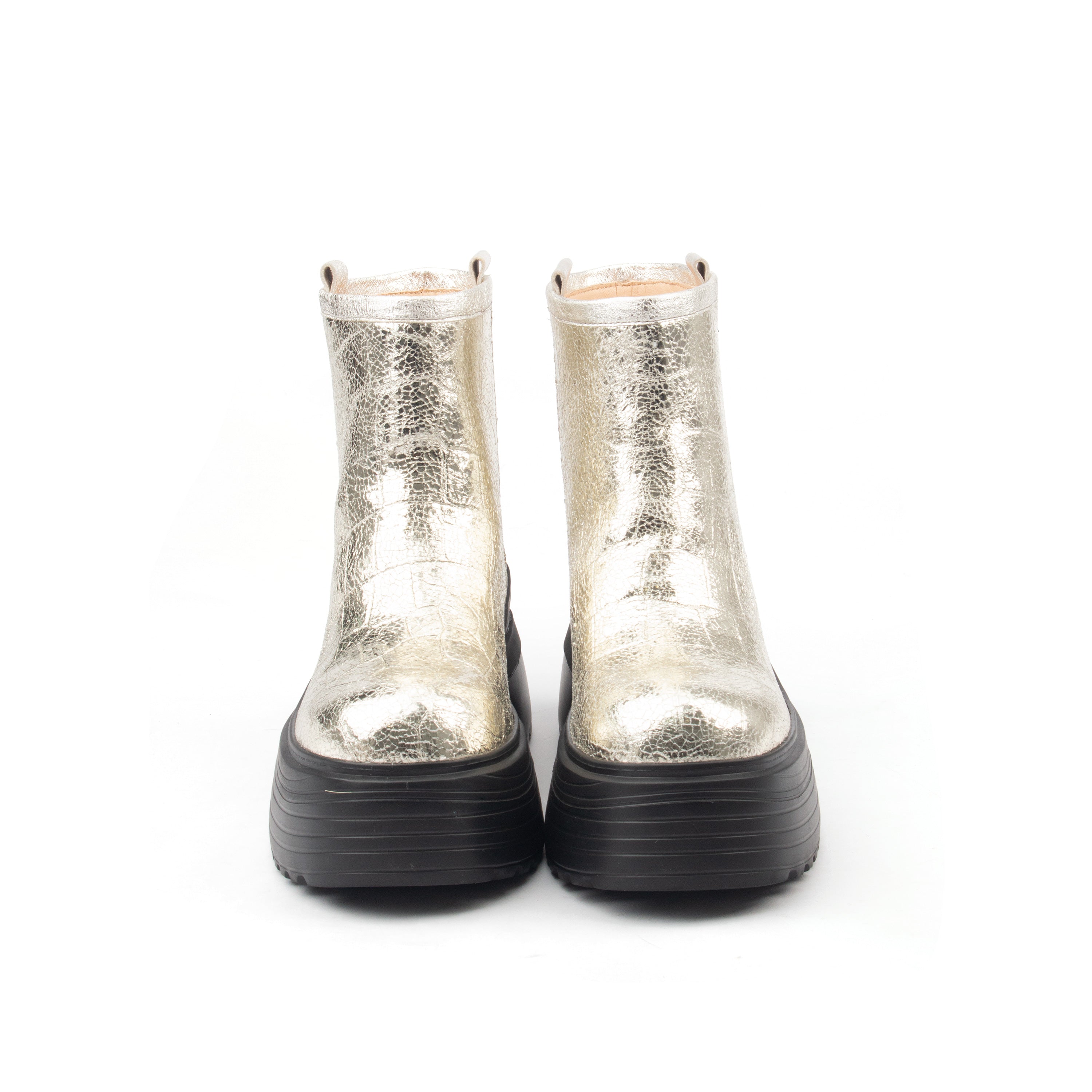 Luminous – Metallic Croc-Embossed Platform Boots