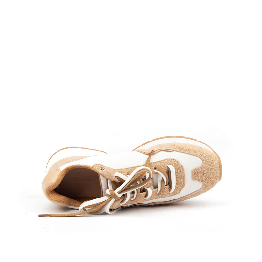 Sand ivory Howard Shawn runner sneakers tonal HS monogram gum sole