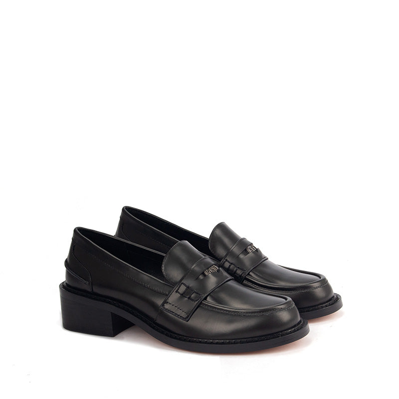 Black Leather Penny Loafers