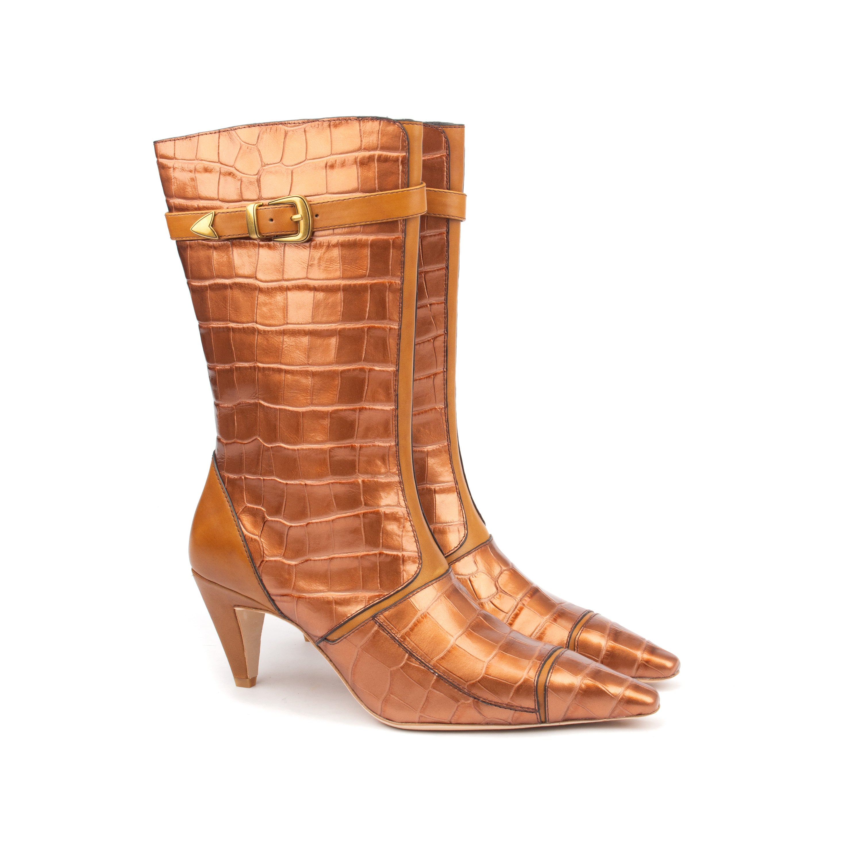 ARAB KNIGHTS – Bold &amp; Refined Croc-Print Knee Boots