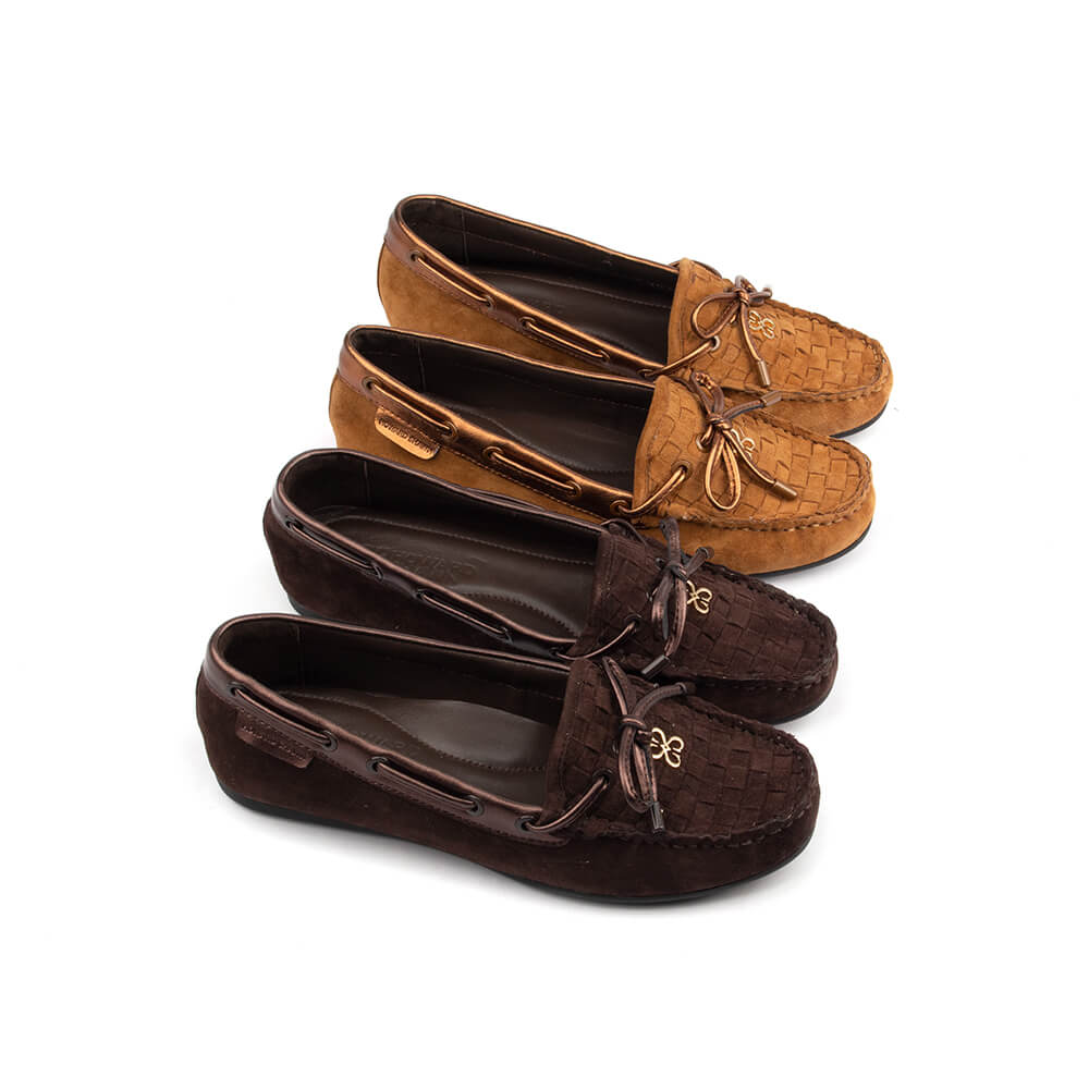 Howard Shawn intrecciato toe moccasin loafers cognac tan bronze women