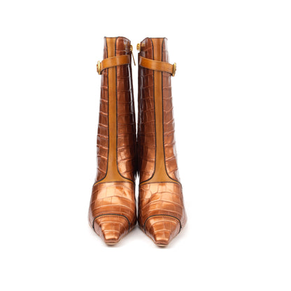 ARAB KNIGHTS – Bold &amp; Refined Croc-Print Knee Boots