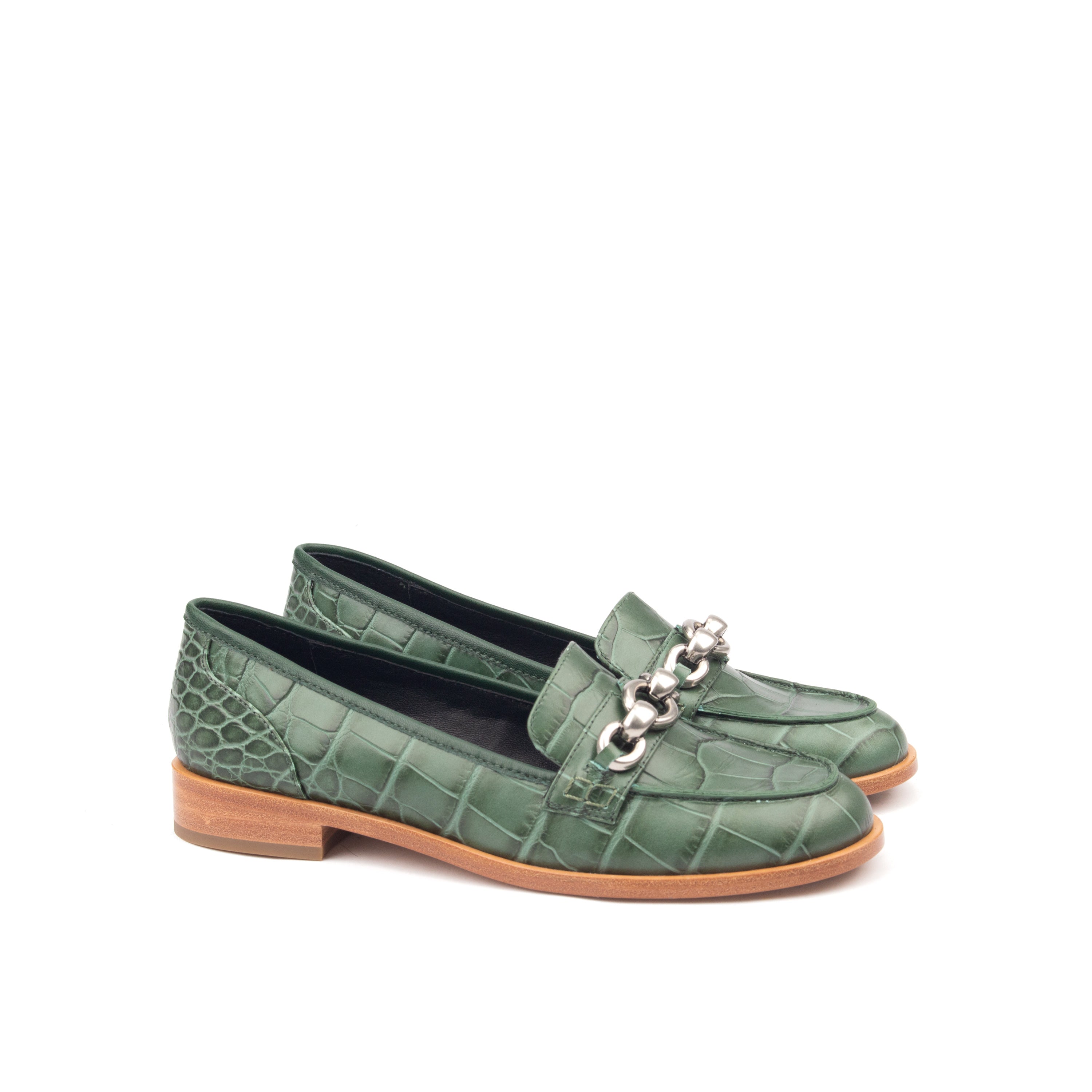 AMERICAS AVE – Croc-Print &amp; Smooth Leather Loafers