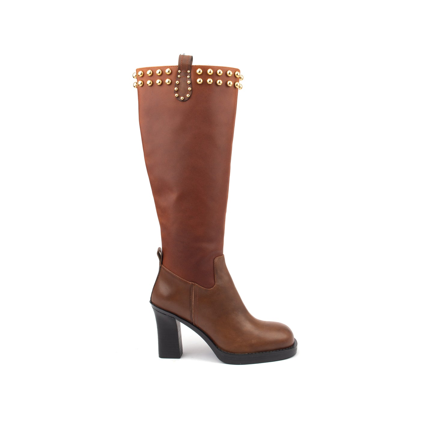 Stud Milan Tall – Knee-High Leather Boots with Studded Detailing