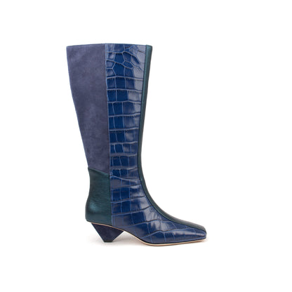 42nd St – Patch Suede &amp; Croc Leather Boots
