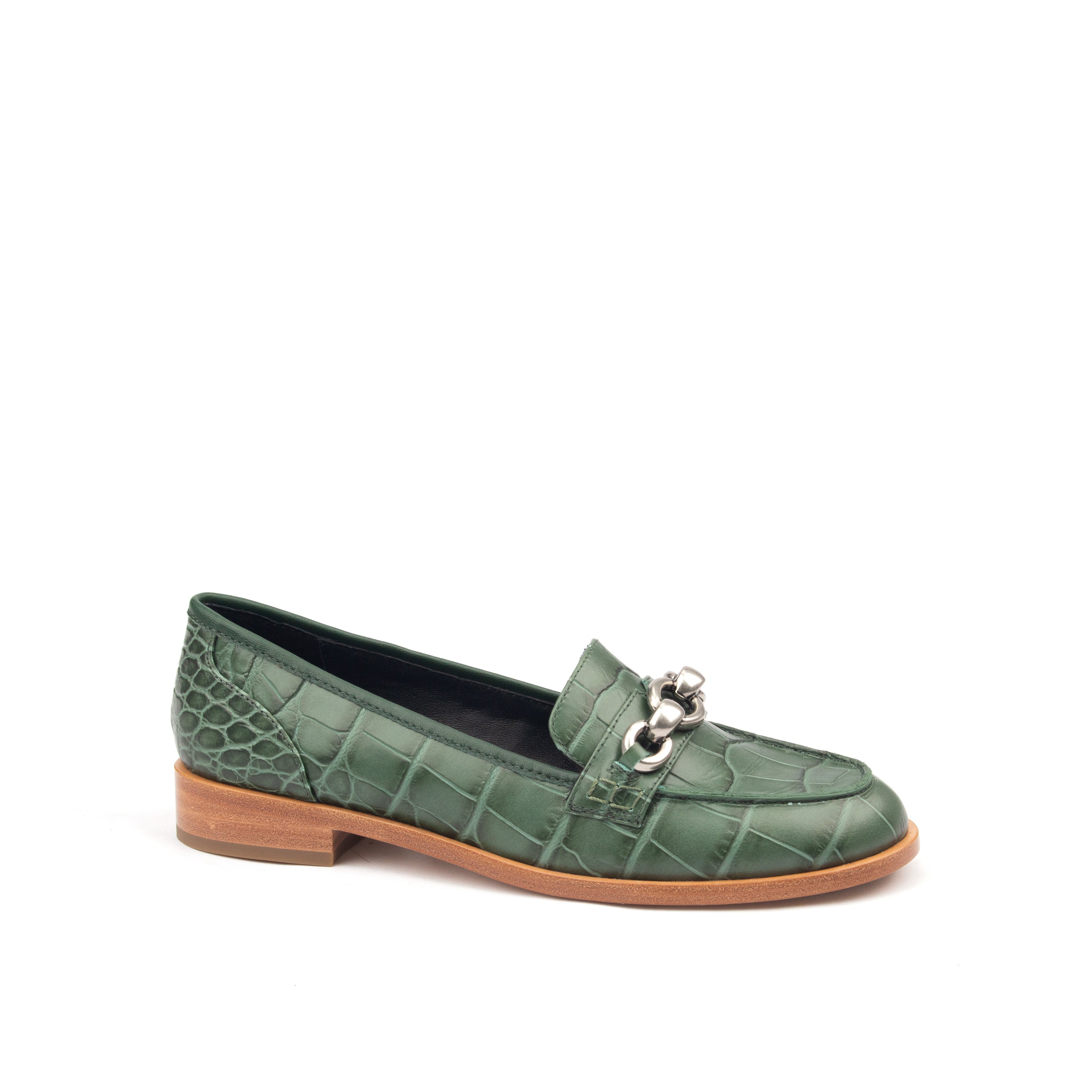 AMERICAS AVE – Croc-Print &amp; Smooth Leather Loafers