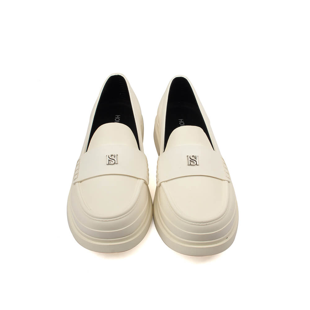 Howard Shawn ivory cream chunky sole loafers square toe women