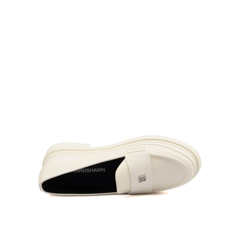 Cream white leather chunky platform loafers Howard Shawn women