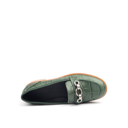 AMERICAS AVE – Croc-Print &amp; Smooth Leather Loafers