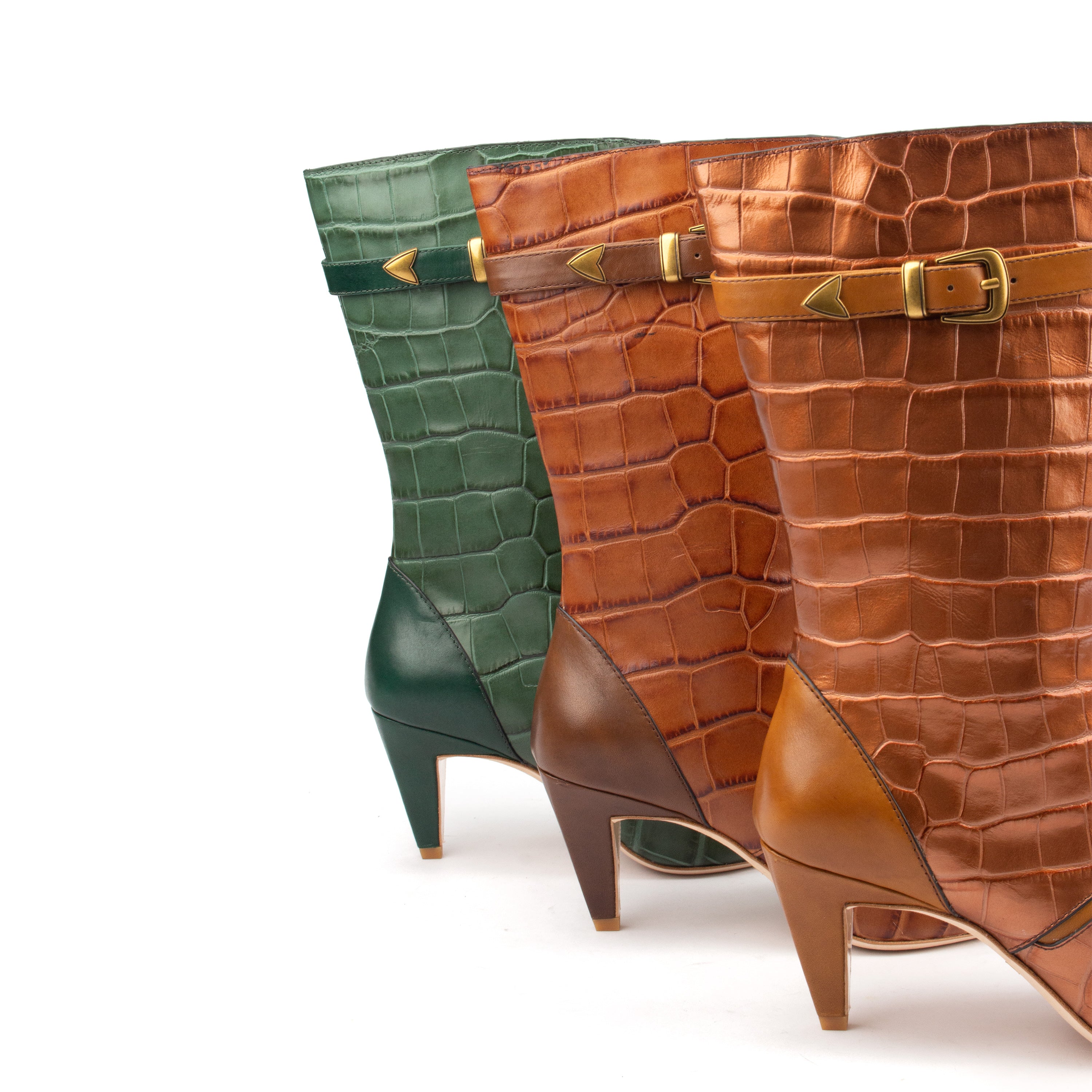 ARAB KNIGHTS – Bold &amp; Refined Croc-Print Knee Boots