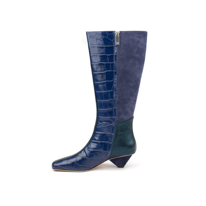 42nd St – Patch Suede &amp; Croc Leather Boots