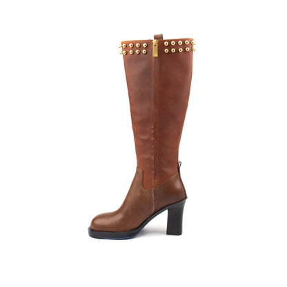 Stud Milan Tall – Knee-High Leather Boots with Studded Detailing