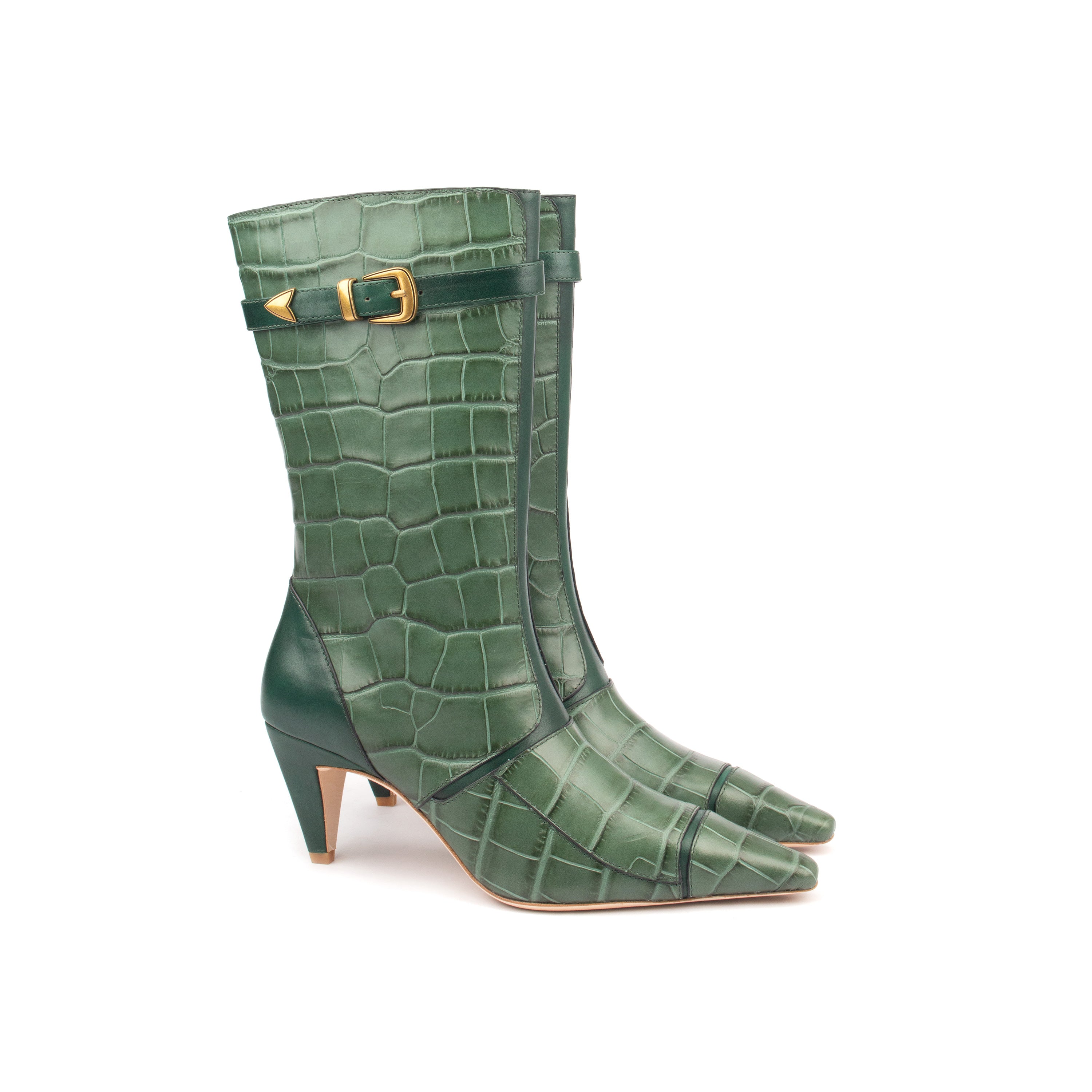 ARAB KNIGHTS – Bold &amp; Refined Croc-Print Knee Boots
