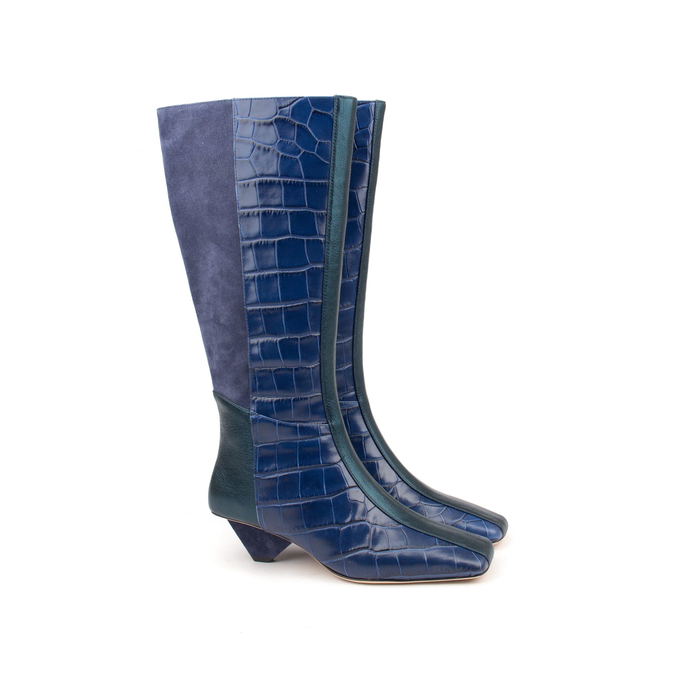 42nd St – Patch Suede &amp; Croc Leather Boots