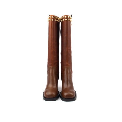Stud Milan Tall – Knee-High Leather Boots with Studded Detailing