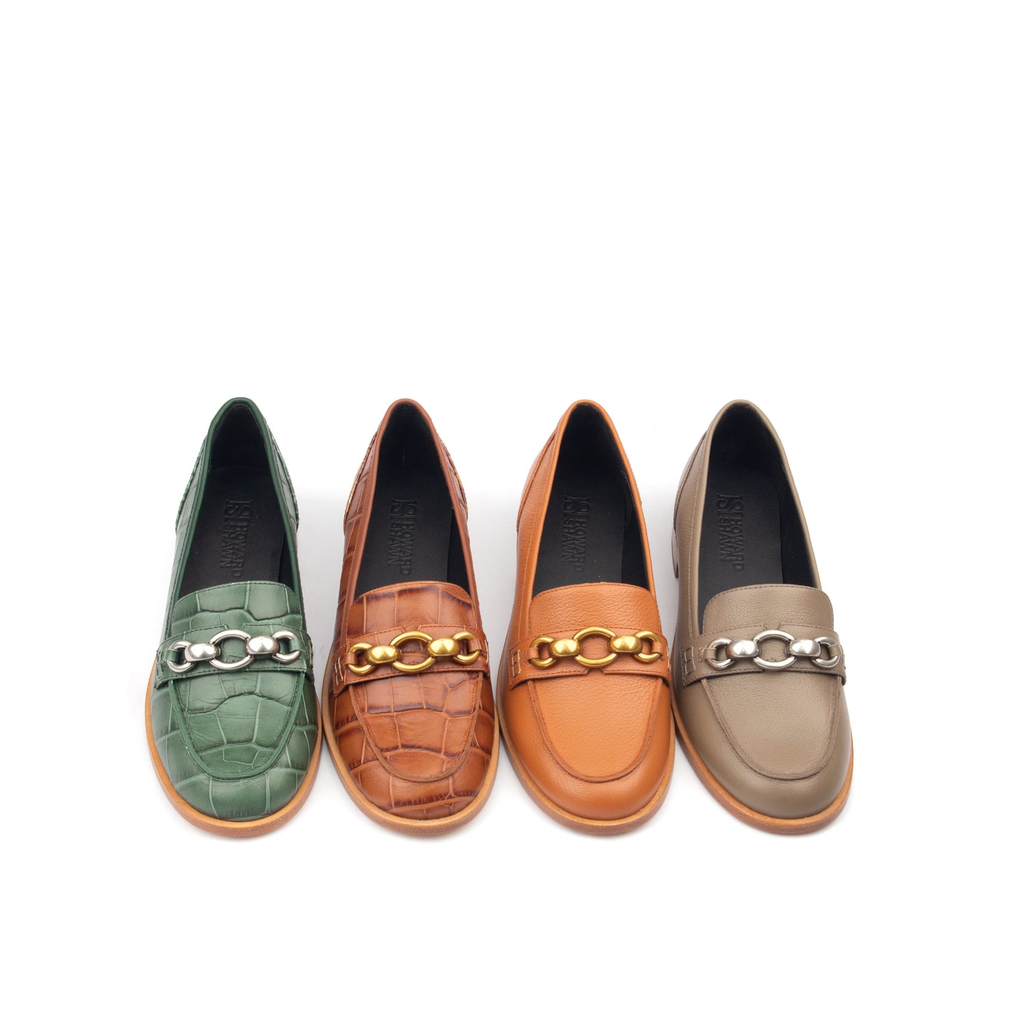 AMERICAS AVE – Croc-Print &amp; Smooth Leather Loafers