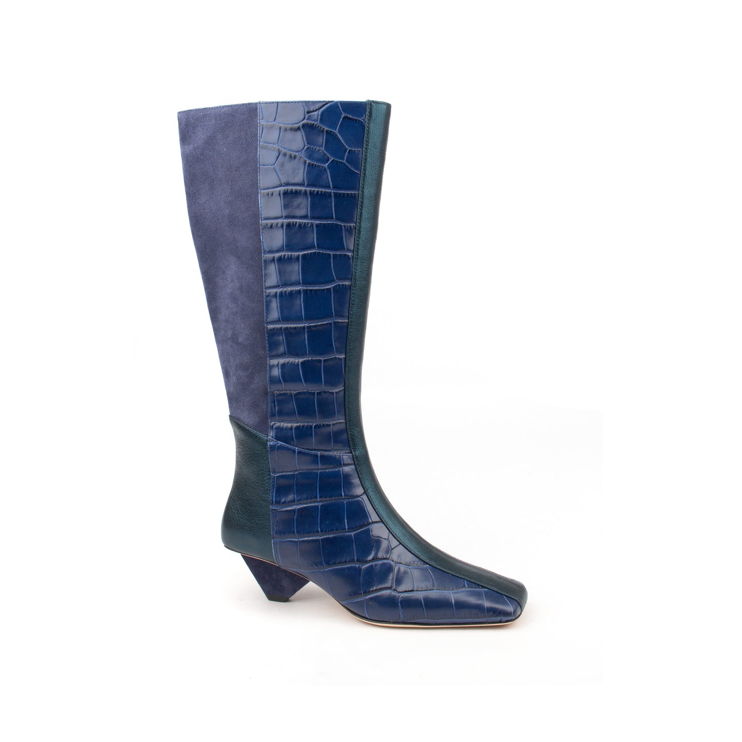 42nd St – Patch Suede &amp; Croc Leather Boots