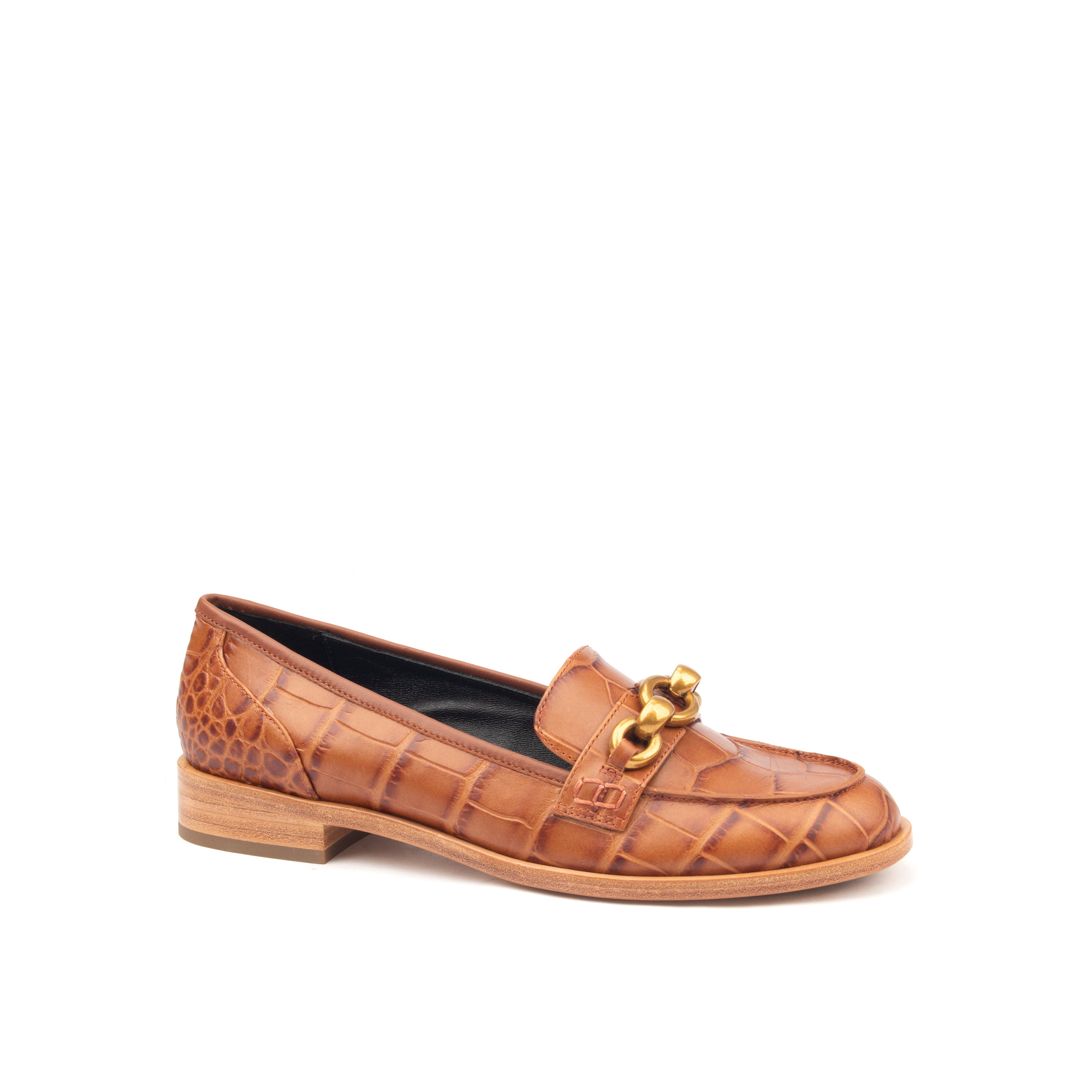 AMERICAS AVE – Croc-Print &amp; Smooth Leather Loafers