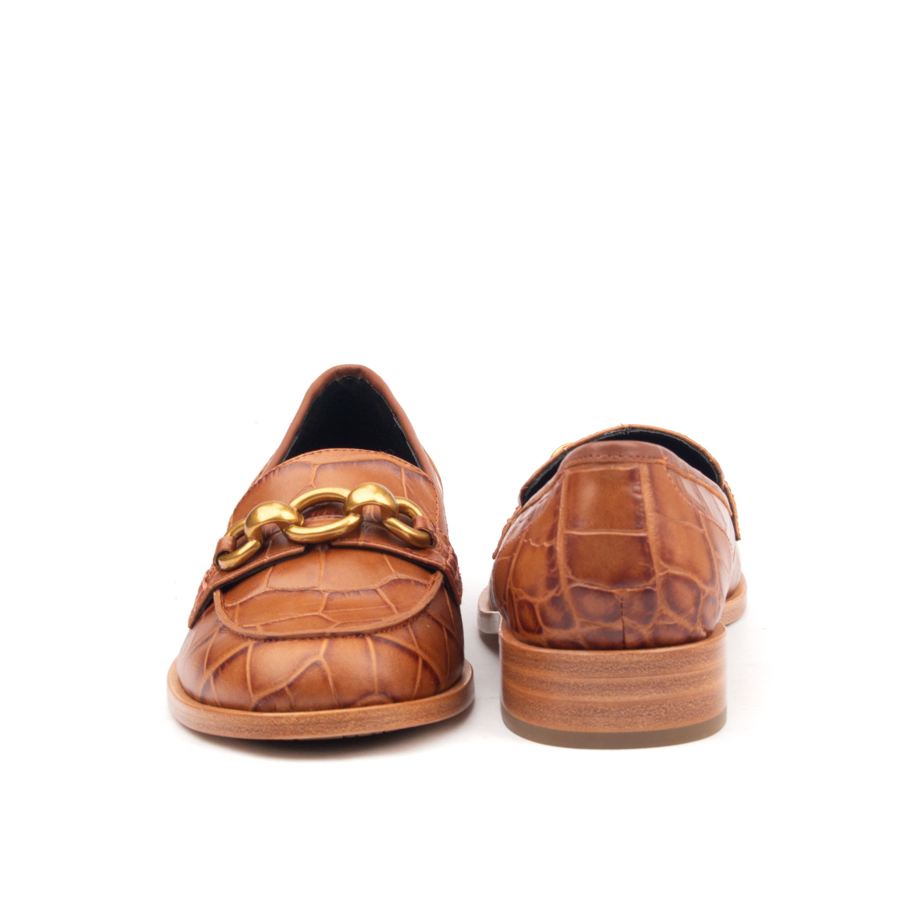 AMERICAS AVE – Croc-Print &amp; Smooth Leather Loafers