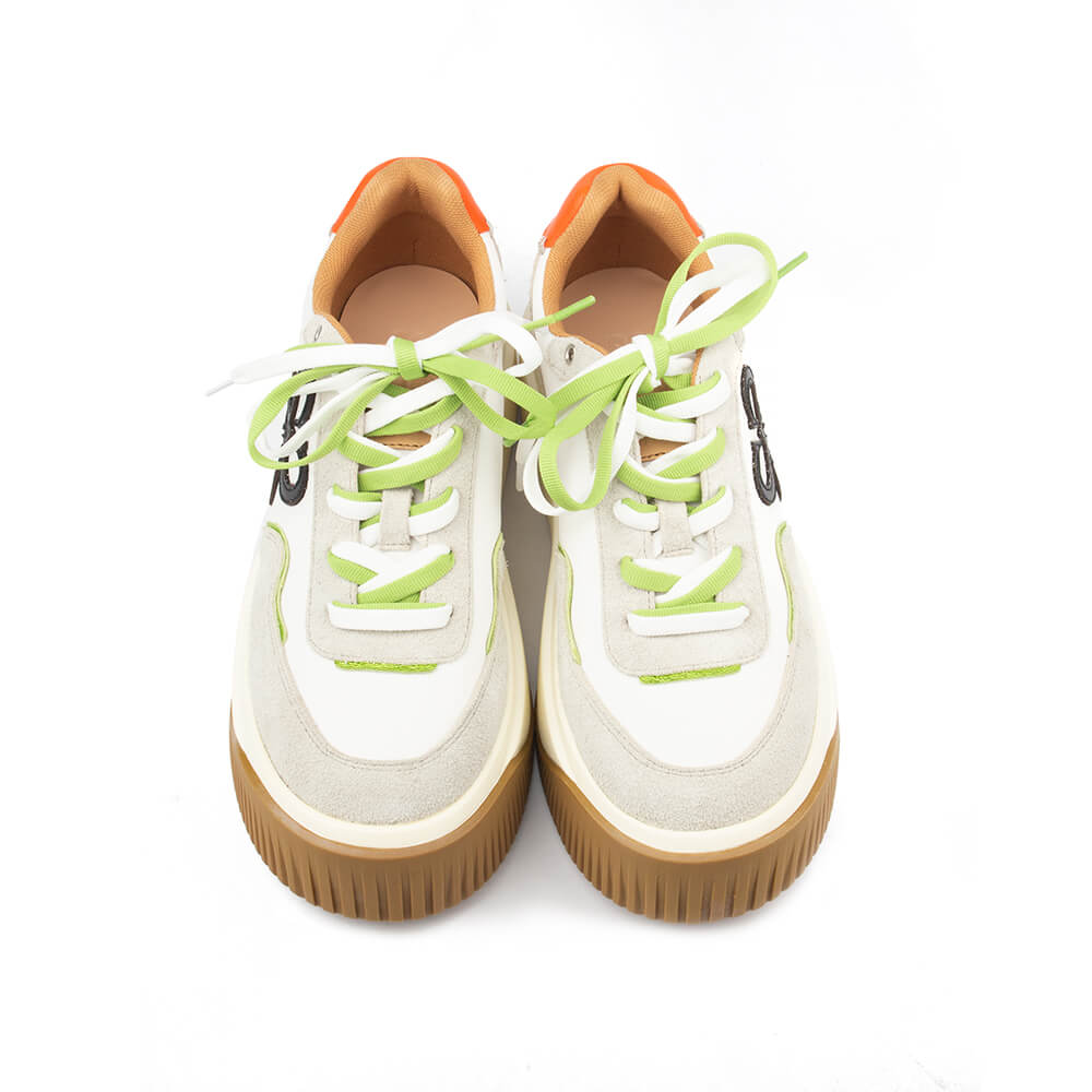 Howard Shawn HS logo platform sneakers white orange green accent