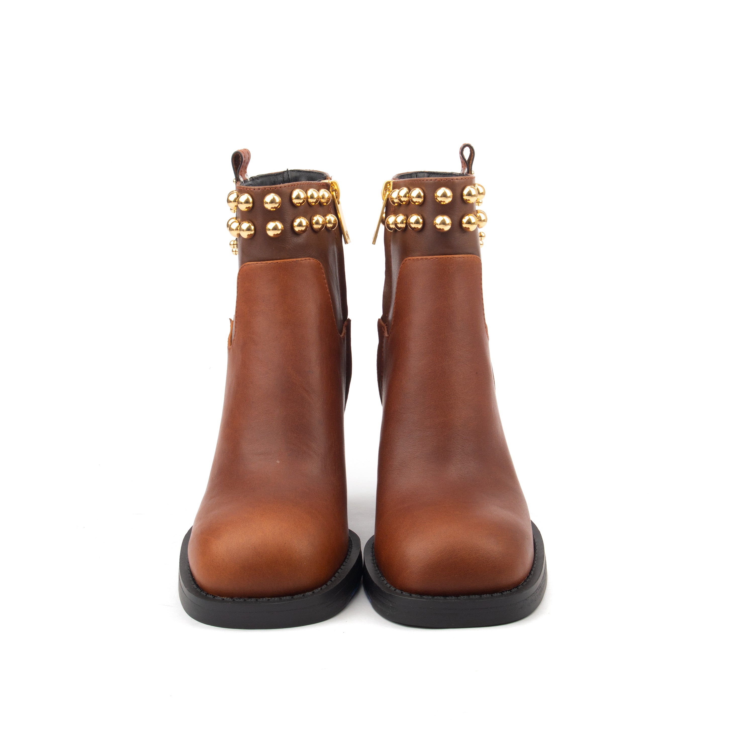Stud Milan Low – Chic Ankle Boots with Gold Studs