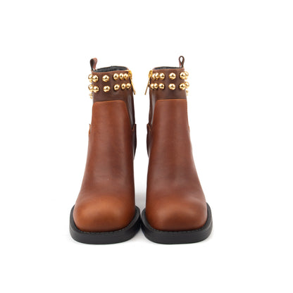 Stud Milan Low – Chic Ankle Boots with Gold Studs