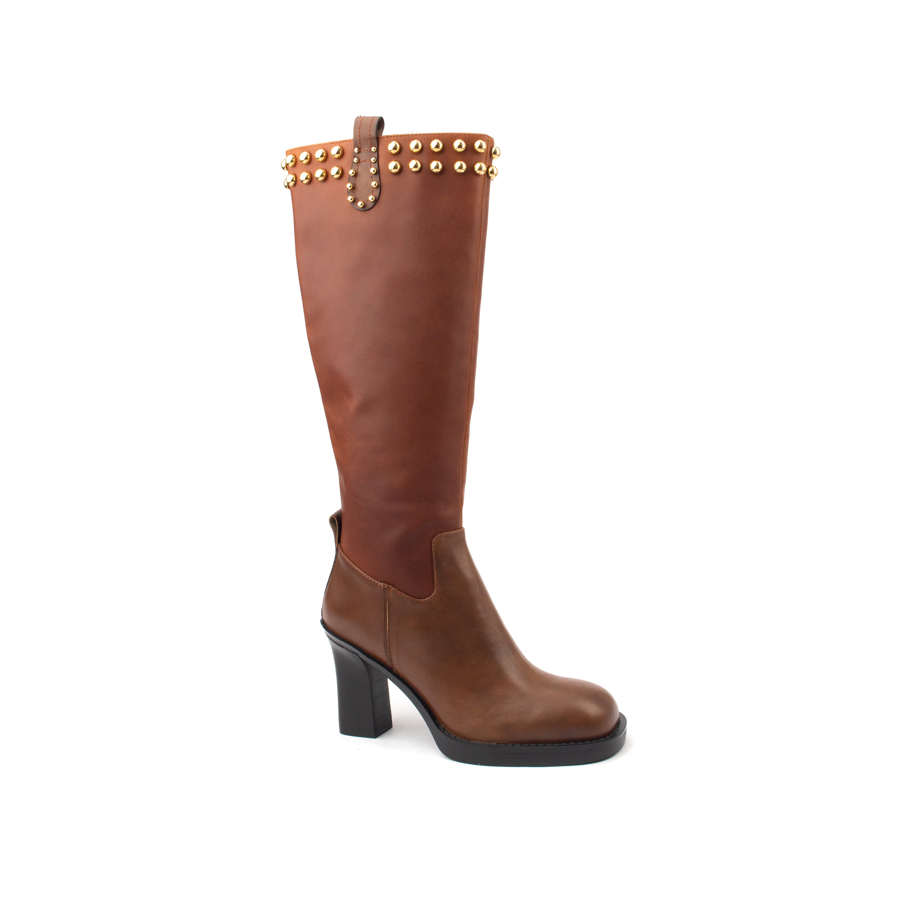 Stud Milan Tall – Knee-High Leather Boots with Studded Detailing