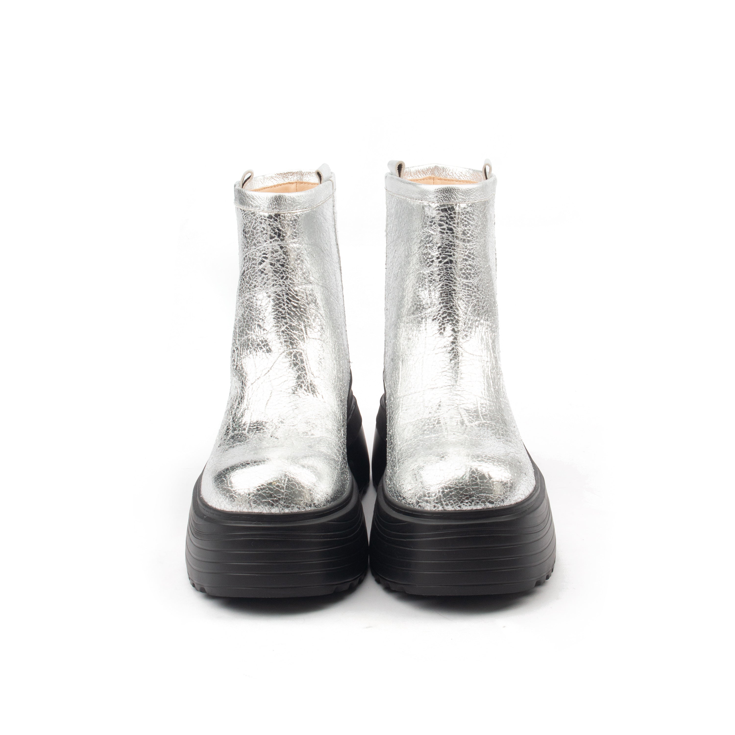 Luminous – Metallic Croc-Embossed Platform Boots