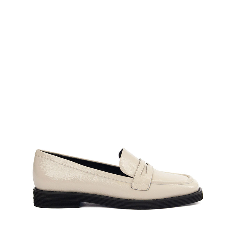 White Leather Penny Loafers