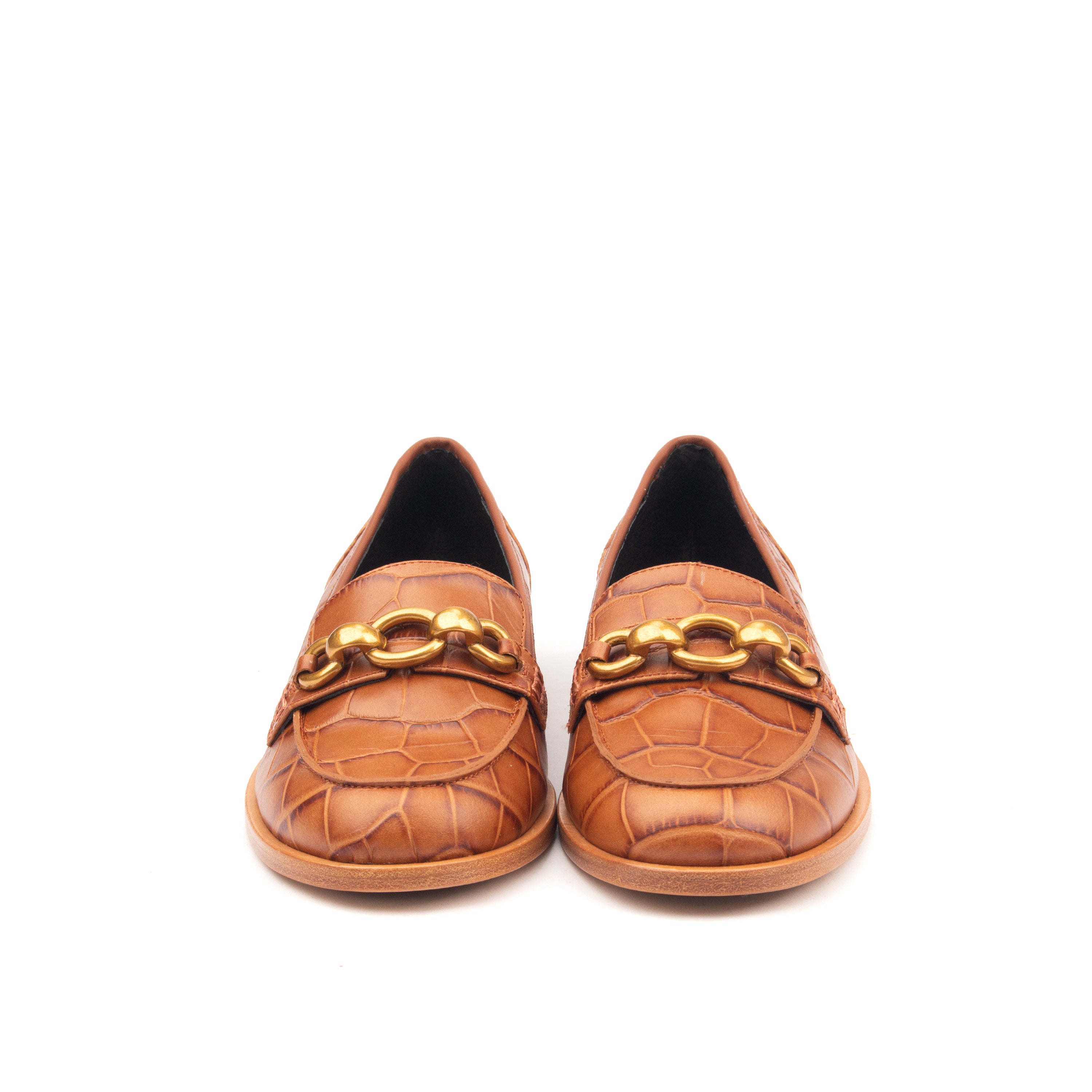 AMERICAS AVE – Croc-Print &amp; Smooth Leather Loafers