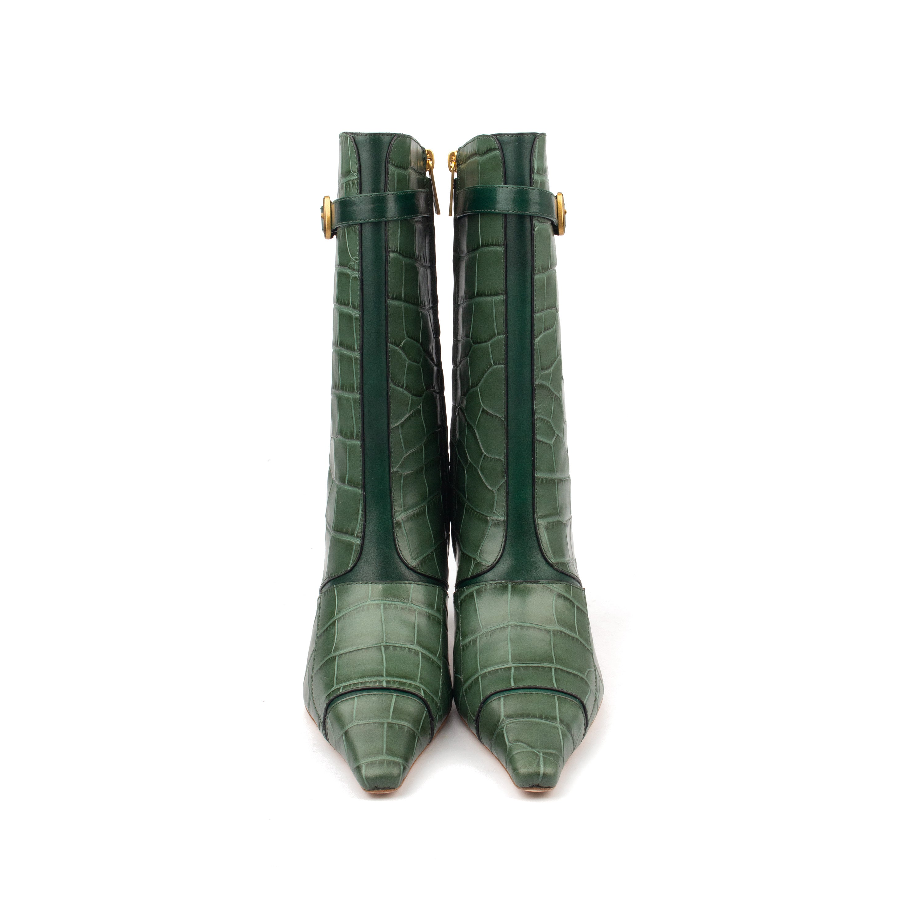 ARAB KNIGHTS – Bold &amp; Refined Croc-Print Knee Boots